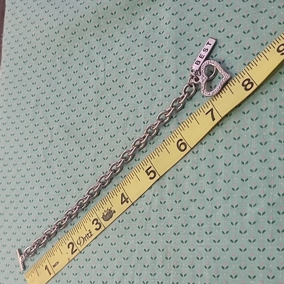 Silvertone metal best friend bracelet toggle closure - Picture 4 of 4